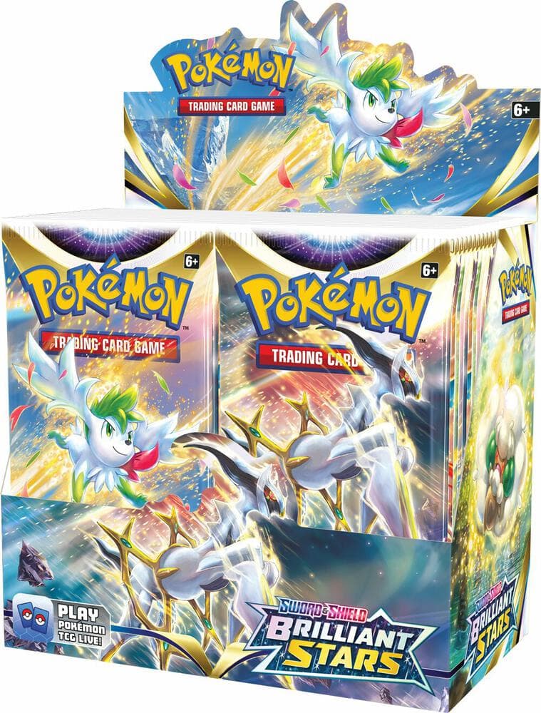 Pokémon TCG Sword & Shield Brilliant Stars Booster Box med 36 boosterpaket, displaylåda med Arceus och Shaymin-motiv