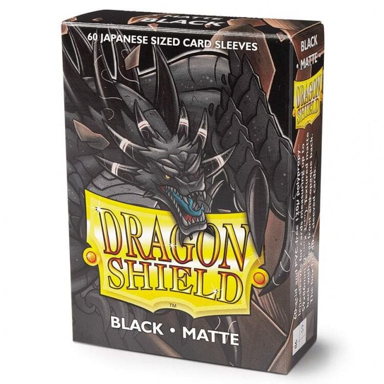 Dragon Shield Matte Japanese Sleeves (60-pack) – matta kortsleeves i japansk storlek, svart