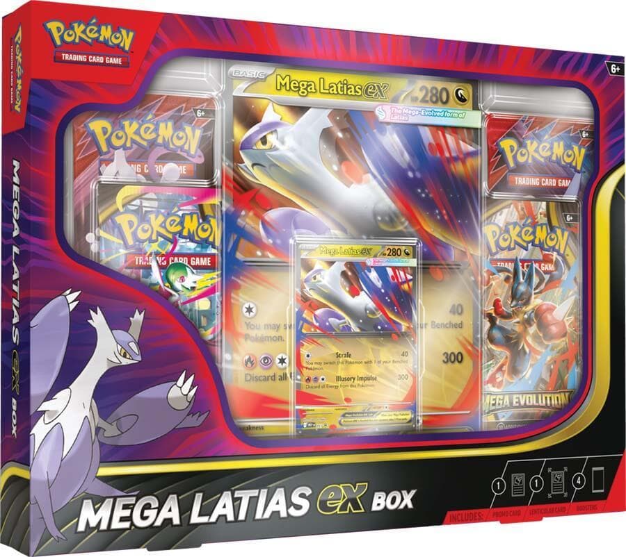 Pokémon TCG Mega Latias ex Box – förseglad samlarbox med Mega Latias ex-promokort och 4 boosterpaket