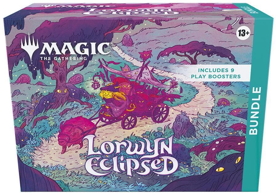 MTG Lorwyn Eclipsed Bundle – 9 play boosters, spindown-tärning och basland i förvaringsbox
