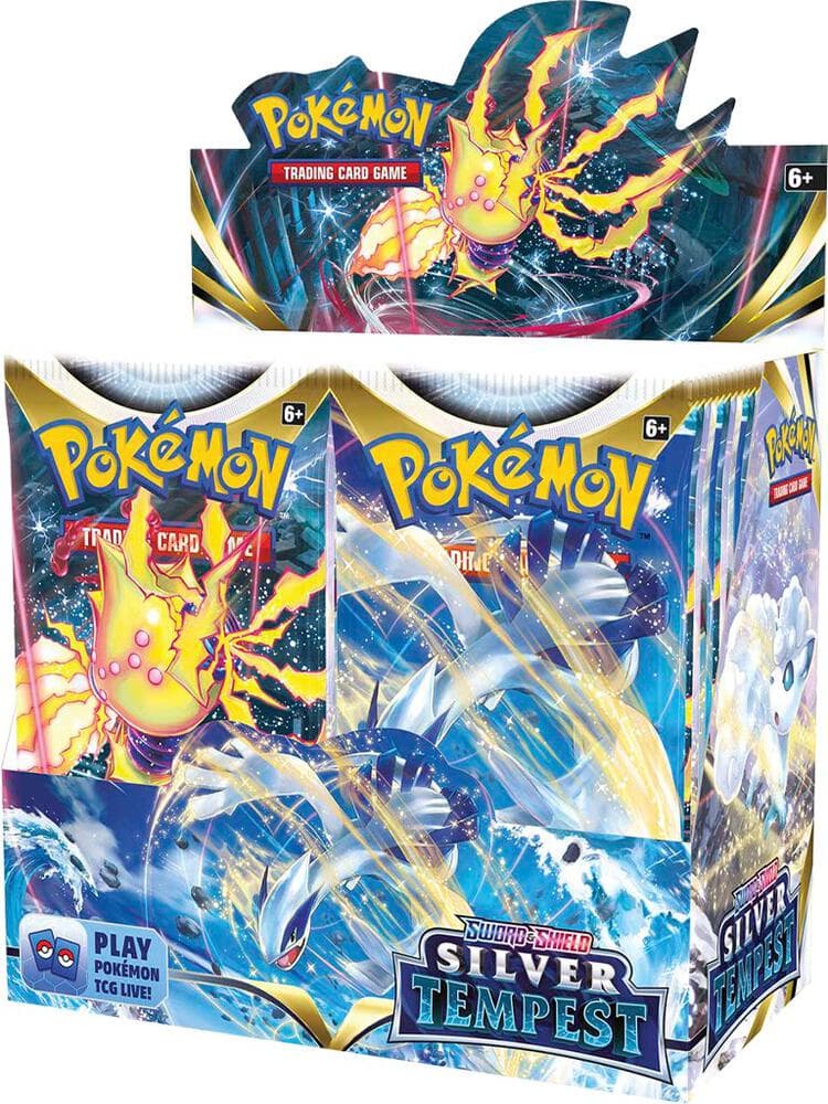 Pokémon TCG Sword & Shield Silver Tempest Booster Box med 36 boosterpaket, visar Lugia-illustration