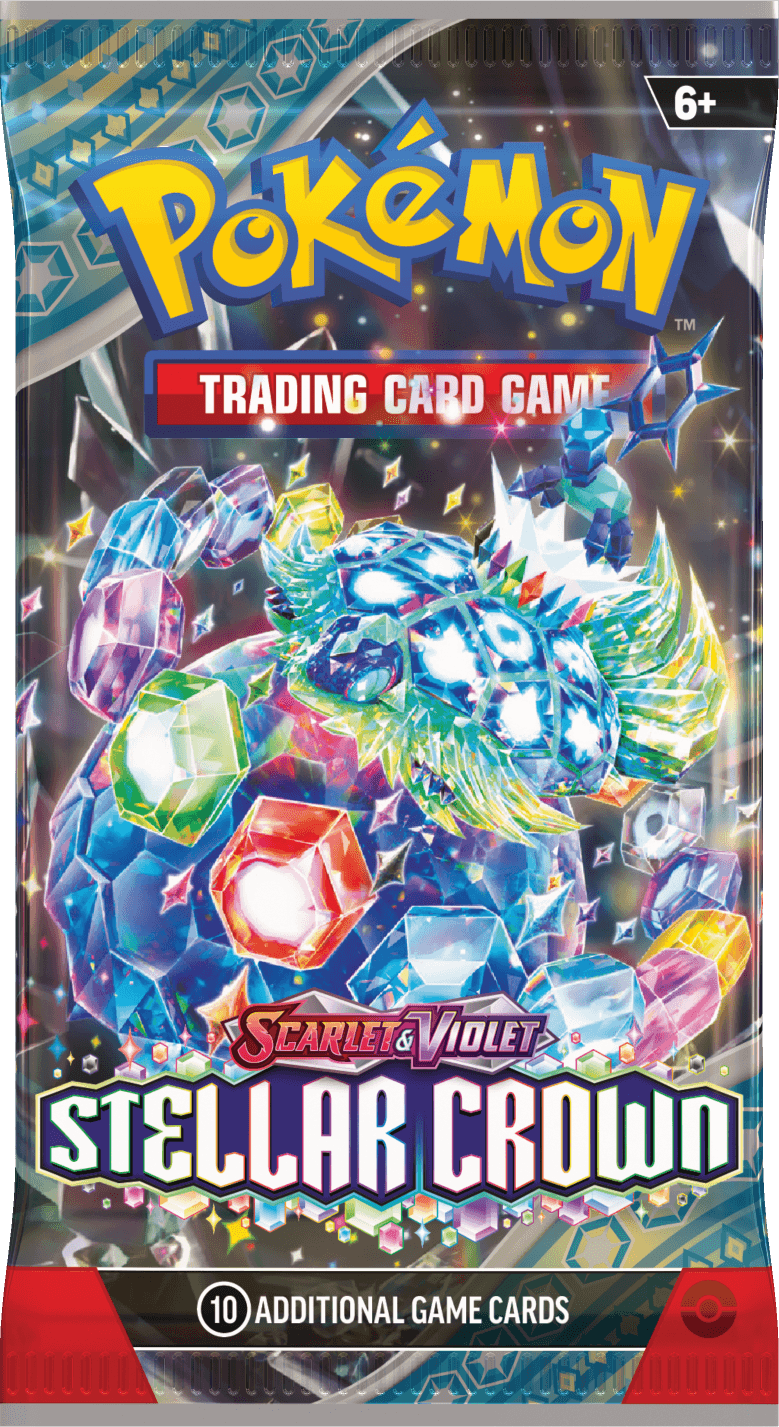 Pokémon TCG Scarlet & Violet – Stellar Crown boosterpaket – förseglat paket med 10 kort
