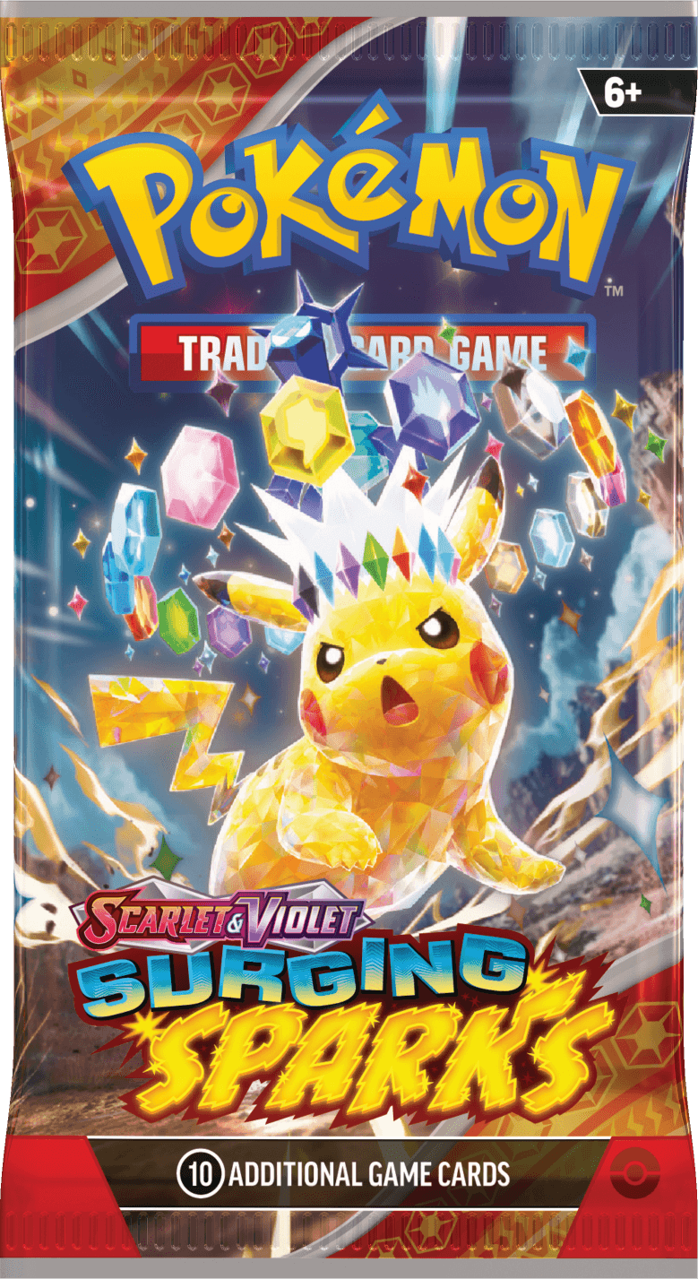 Pokémon TCG Scarlet & Violet Surging Sparks Booster Pack – förseglat boosterpaket med Tera Pikachu-motiv