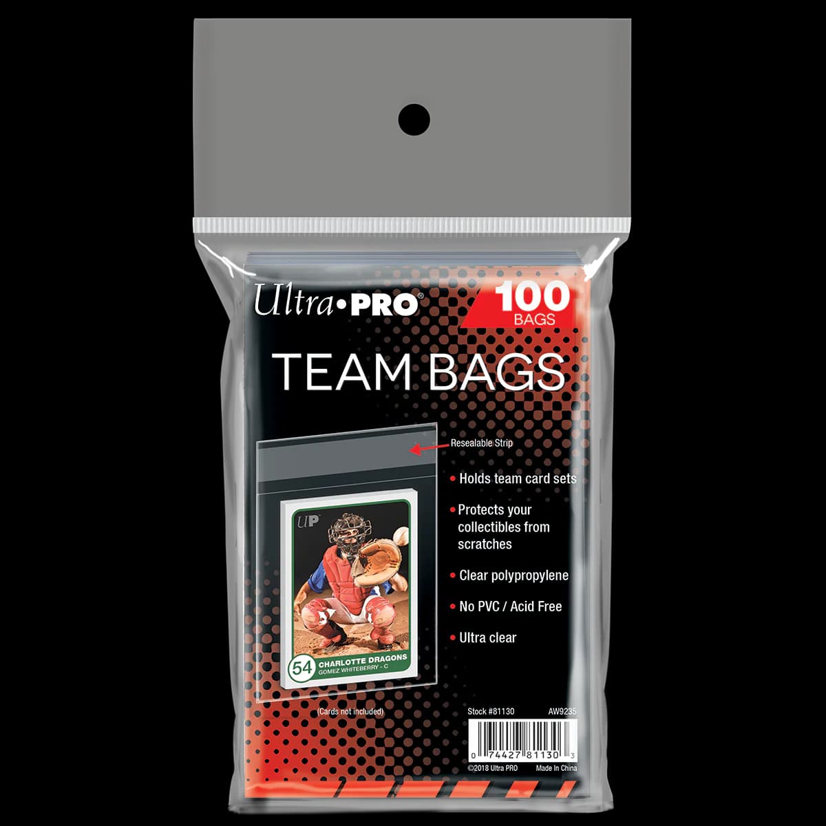 Ultra Pro Team Bags (100-pack) – återförslutbara skyddspåsar för kort och toploaders